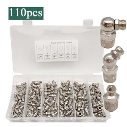 110Pc SAE Grease Fittings Kit M6 M8 1/4