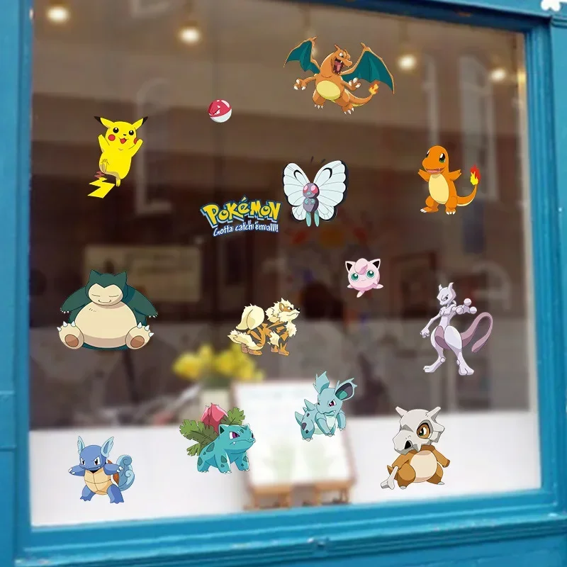 Pokemon Anime rysunek Pikachu naklejki ścienne dekoracja tapeta z PVC do pokoju dziecięcego przedszkole salon DIY urodziny prezenty