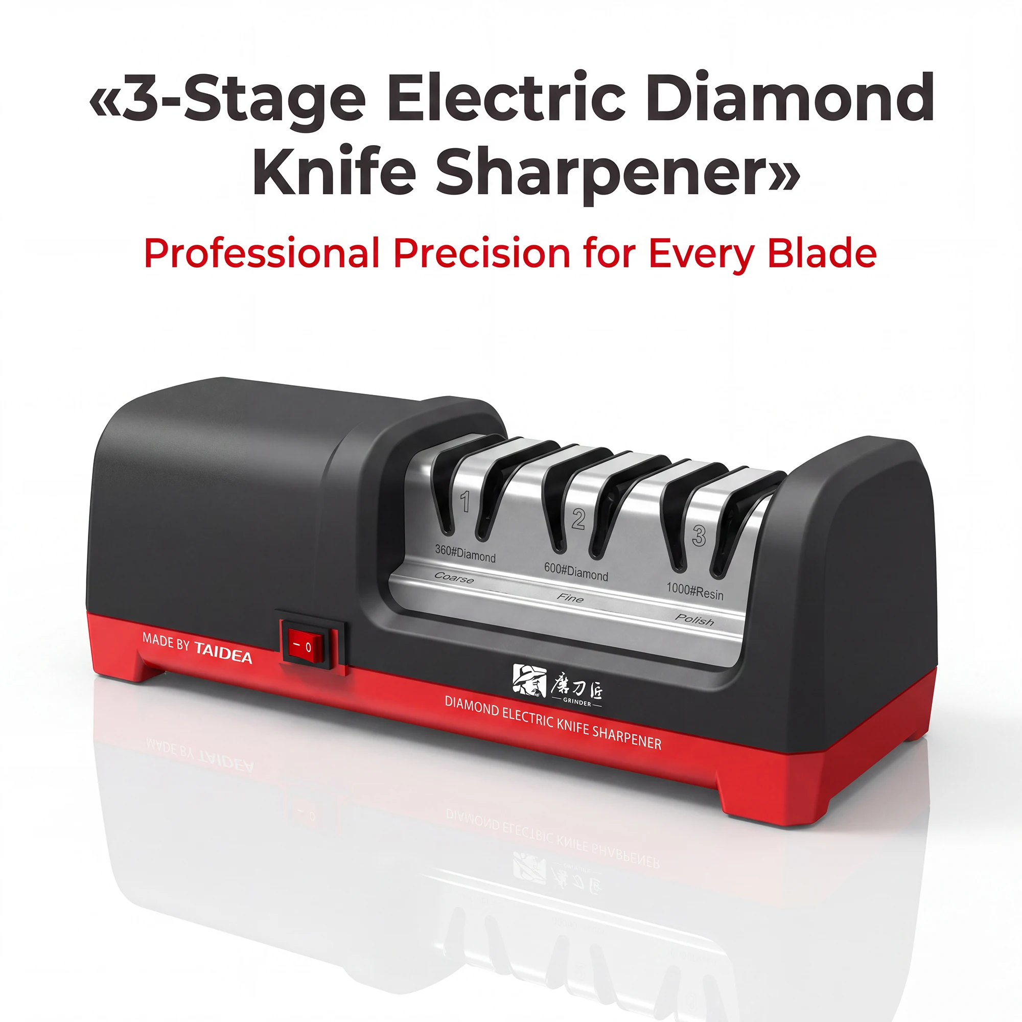 Taidea 3 Stages Electric Diamond Knife Sharpener 360 600 1000 Grit Pull Back Sharpening Tool Kitchen Use