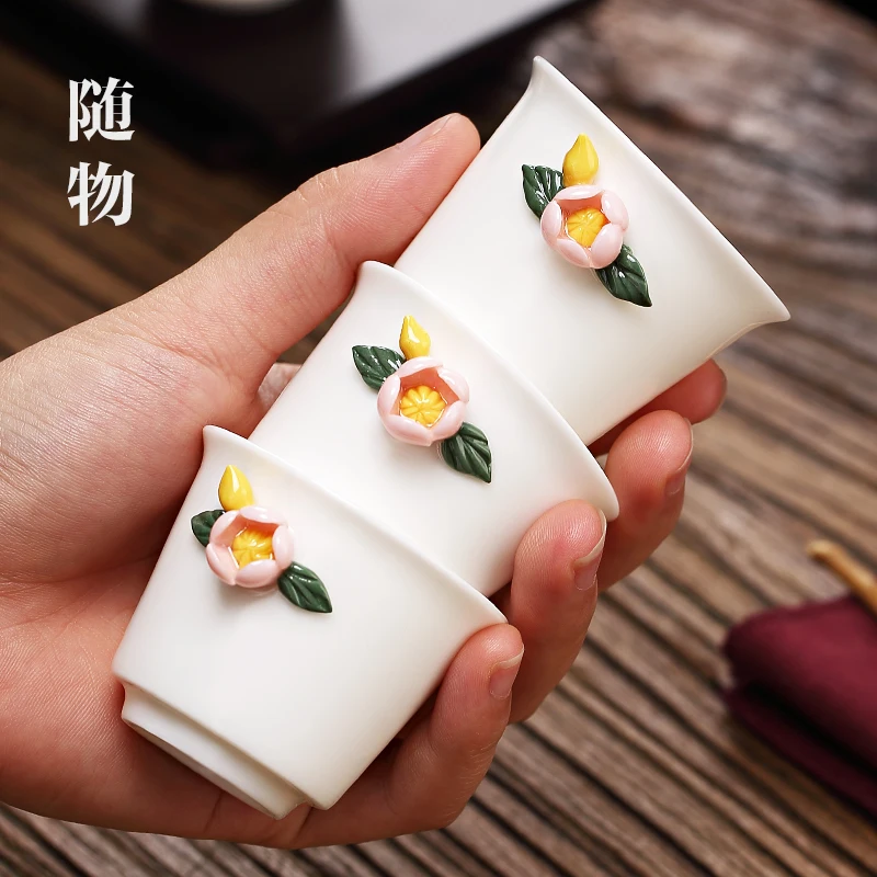 Sheep Fat Jade Master White Porcelain Ceramic Kung Fu Set Small Tea Tasting Cup Single Women's