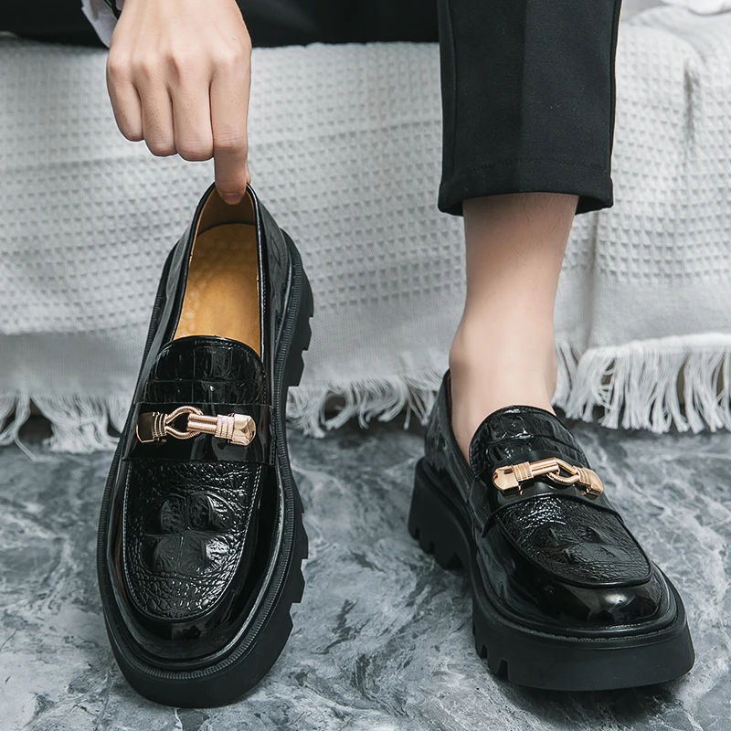 

Quality Soft Leather Shoes Men Business Loafers Comfort Leather Formal Shoes Office Outdoor Flats Male Thick Soled Driving Shoes