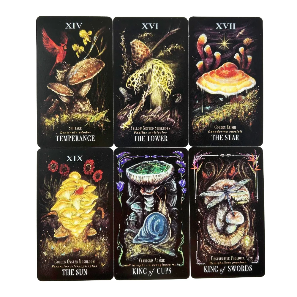 Midnight Magic Tarot Cards of Mushrooms Game Fortune-telling Oracle Divination Visions Edition Creativity Messages Board Deck