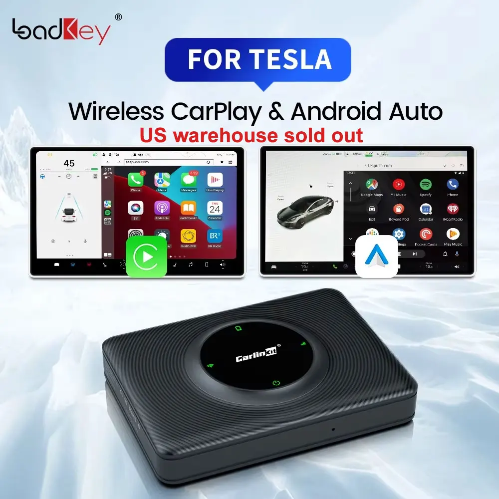 CarlinKit T2C - CarPlay sans fil - Prise en charge d'Android Auto - Compatible avec Tesla Model 3 Model X Y Model S - Waze - Siri - Spotify - Waze - WIFI 2.4G+5G