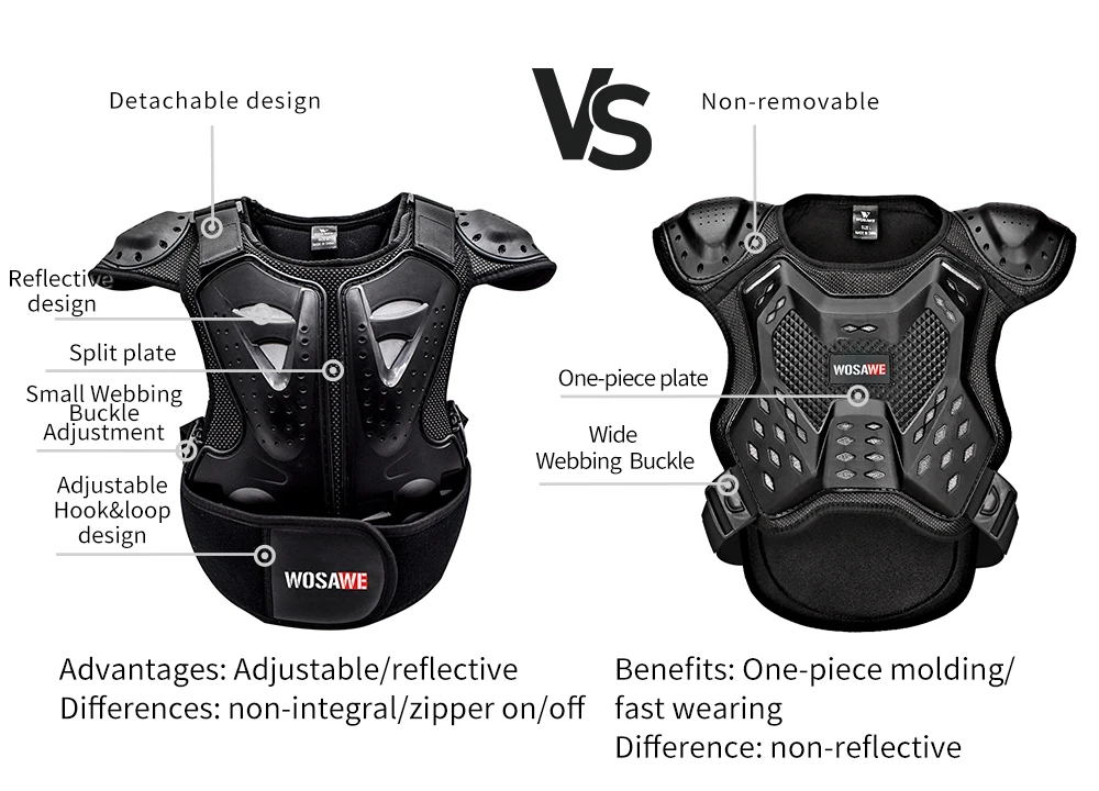 WOSAWE الأطفال درع سترة العمود الفقري معدات حماية الصدر موتوكروس سكيت سترة معدات الدرجات النارية Motos الاطفال موتوكروس #5