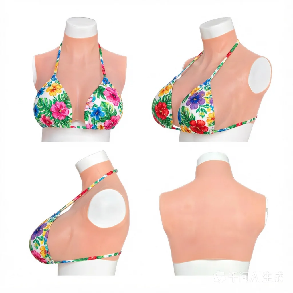Silicone Breast Forms Bodysuit Shake Fake Boobs Plate BCDEG Sizes for Drag Queen Crossdress Transgender Cosplay with Nipple