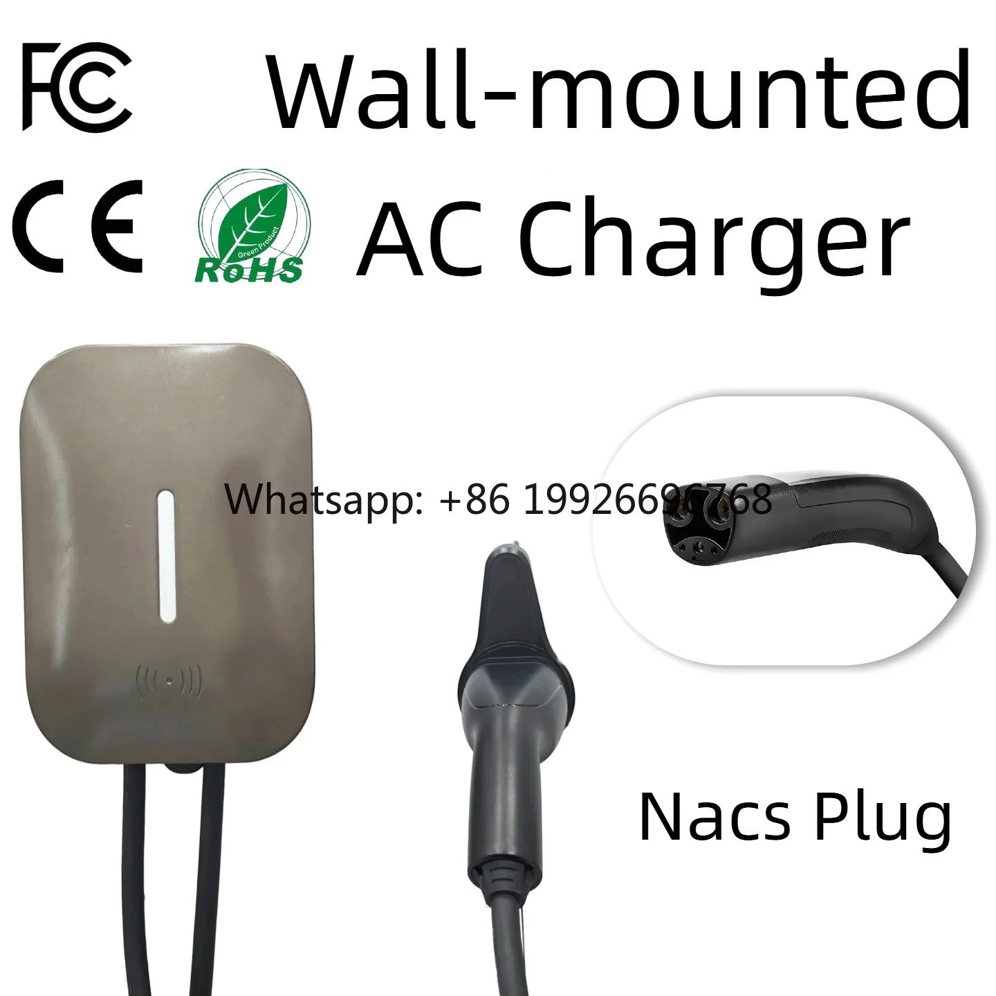 

New NACS Wall-mounted Electric Vehicle AC Charger 250V 12KW RFID Card/WiFi Smart Home Fast AC 3 Phase Level 2 CE Certified Cheap
