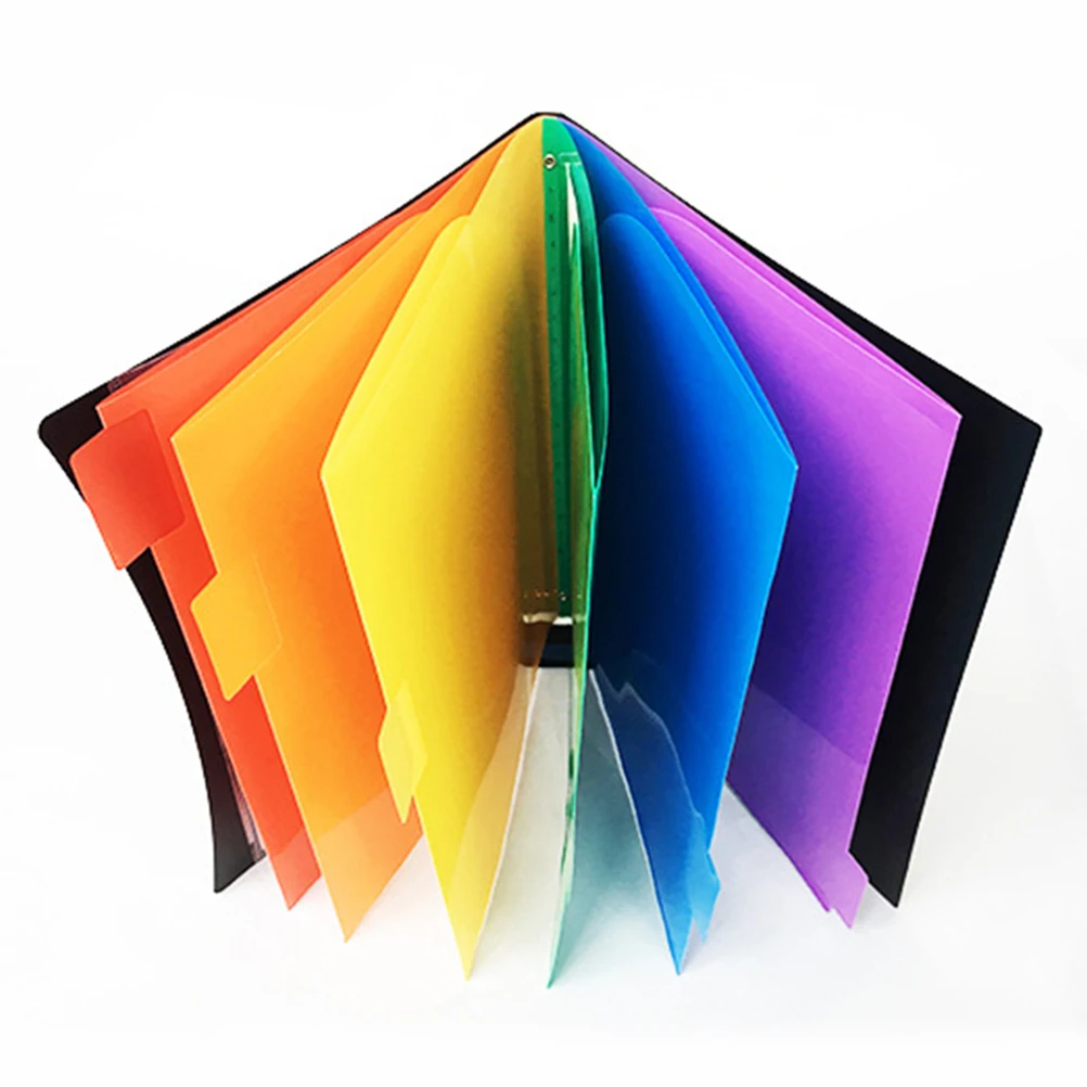 

A4 File Folder with Snap Closure for Paper Organization Plastic Accordion Design rainbow Color Document Storage Home