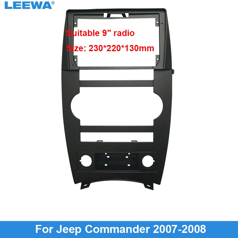 

FEELDO Car Audio 9" Big Screen DVD Fascia Frame Adapter For Jeep Commander 07-08 2Din Dash Installation Panel Frame Kit