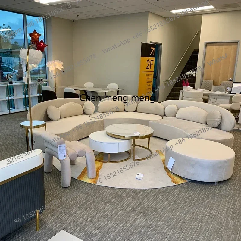 

2003 Nordic light luxury curved sofa designer living room fabric sofa creative combination
