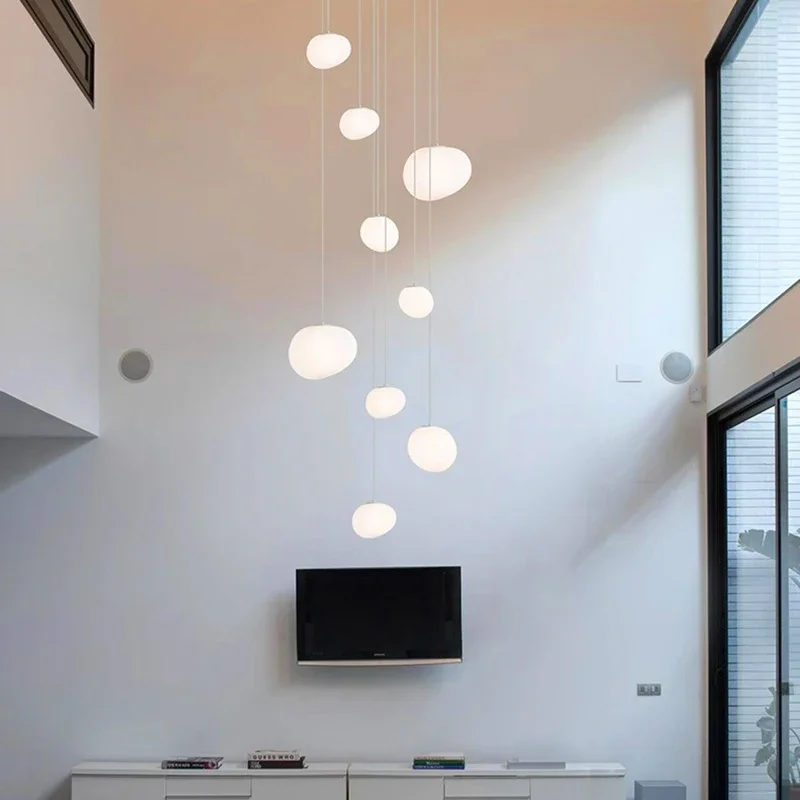 Imagem -02 - Nordic Glass Ball Led Pendant Lights Sala de Jantar Mesas de Comida Quarto Escadaria Candelabro Home Decor Luminária