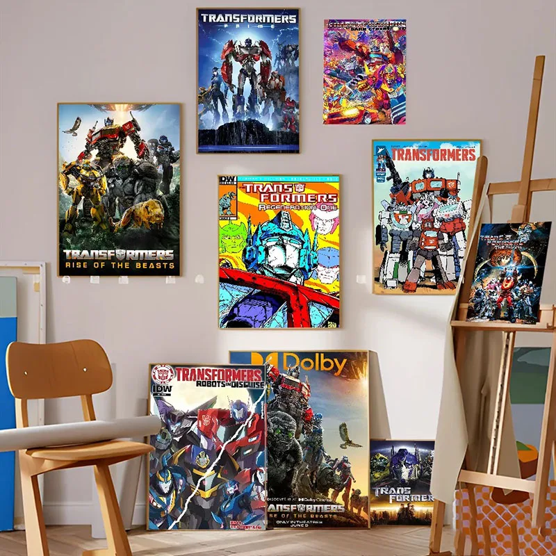 Movie Transformers Decorative Painting Poster Science Fiction OptimusPrime Megatron Grimlock Pattern Printing Living Room Canvas