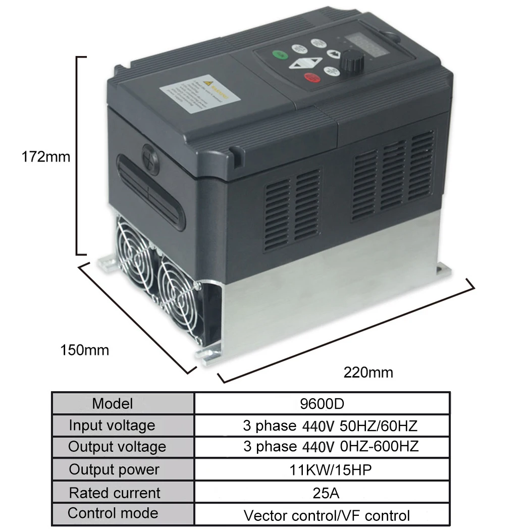 Universal 11KW 15HP VFD 440V Input Output Frequency Converter Inverter CNC Spindle Air Blower Driver