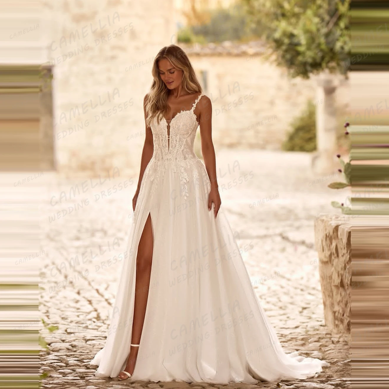 Elegante barco pescoço vestidos de casamento feminino uma linha querida sem mangas chiffon vestidos de noiva novia festa personalizada