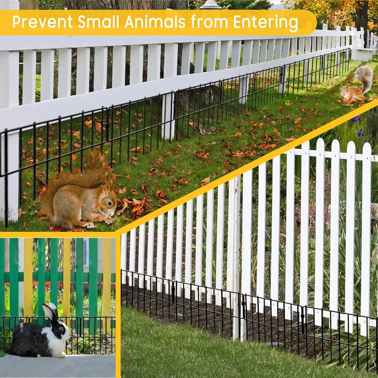 19 Pcs Rustproof Metal Garden Fence, 12In High x 20.5Ft Long with 1.26In Gap for Rabbit and Dog Protection