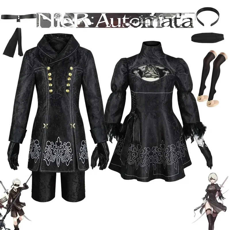 

Game 2b Costume Wig NieR:Automata YoRHa No.2 Cosplay Outfit Disguise 2b Dress Halloween Costumes Ws,3'f.5;j.8