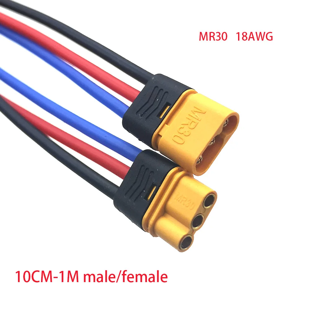 10/20/30/50CM/1M With Wire Drone Harness Accessories MR30 Male to Female Adapter Battery Extension Cable Silicone Connector