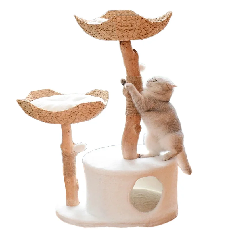 Hot Pet Furniture Modern Kitten House Wooden Cat Tree Tower scratcher Luxury Kitten Flower Condo Cozy Cat Tree