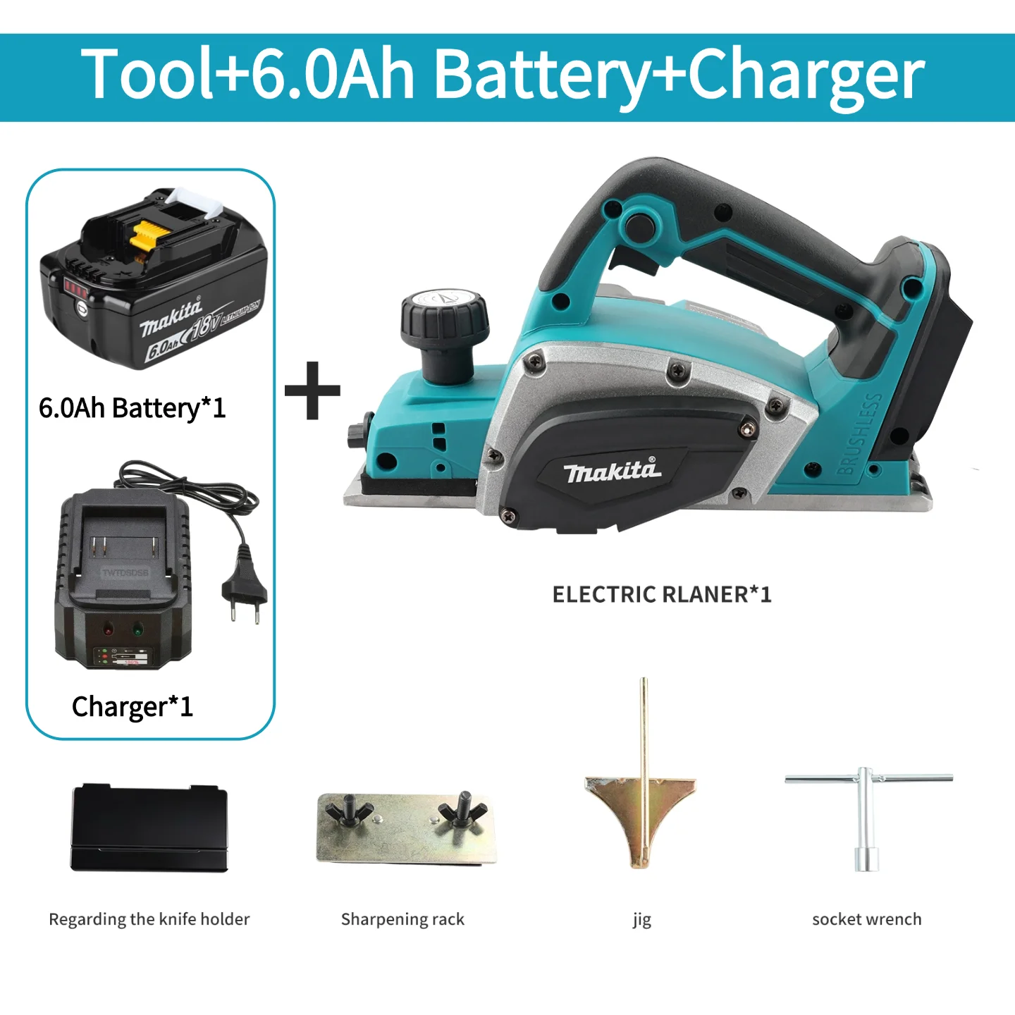 Makita elektrische schaafmachine: 82 mm schaafbreedte, 15000 tpm, 650 W vermogen, 2,5 mm snijdiepte, ergonomische handgreep voor doe-het-zelf houtbewerking & bordmaken