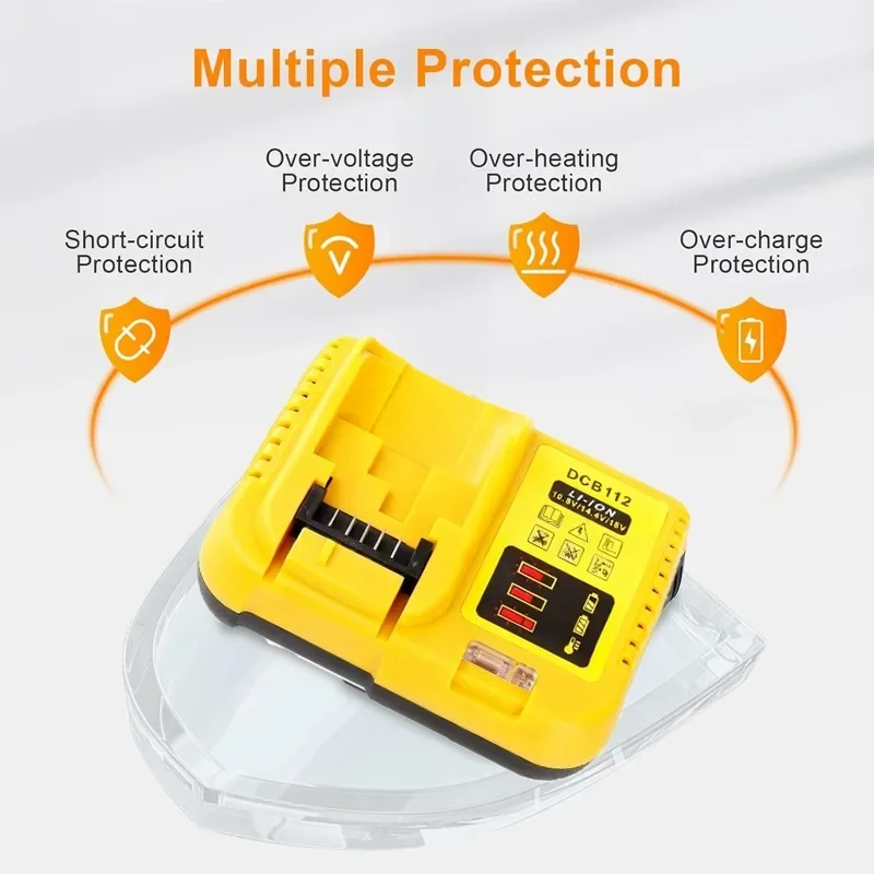 

Зарядное устройство DCB112 для Dewalt 10,8 В/14,4 В/18 В Зарядные устройства для аккумуляторов DeWalt Быстрая зарядка Repalcementdock DCB140 DCB183 DCB120