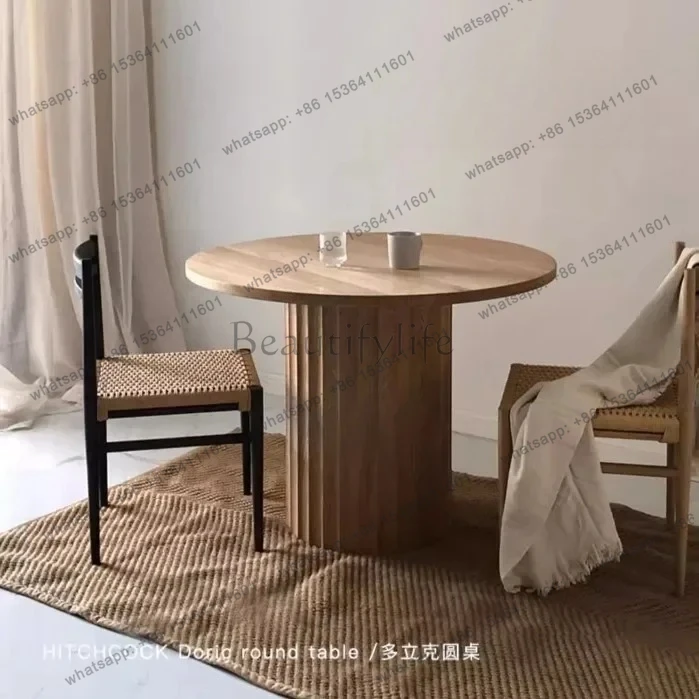 Nordic Solid Wood Small round Table Dining  Log Simple Restaurant round Coffee Table Conference Table