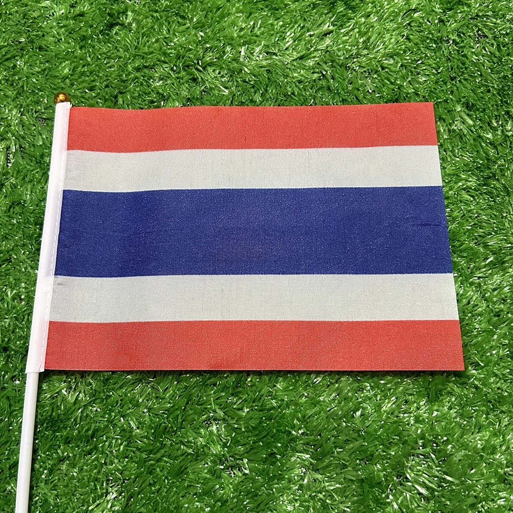 (SKY FLAG)10/20/50pcs 21*14cm Thailand Hand Waving Flags With plastic pole For Sports Activity Home Decor