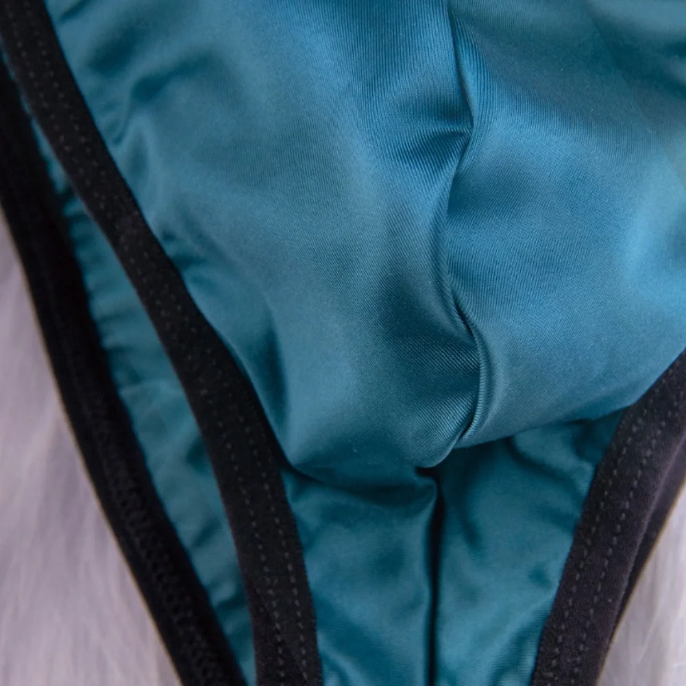 Smooth Satin Briefs Men Satin Thong For Bedroom Use 90 Nylon 10 Spandex Breathable Fabric Low Rise Design Seamless Construction