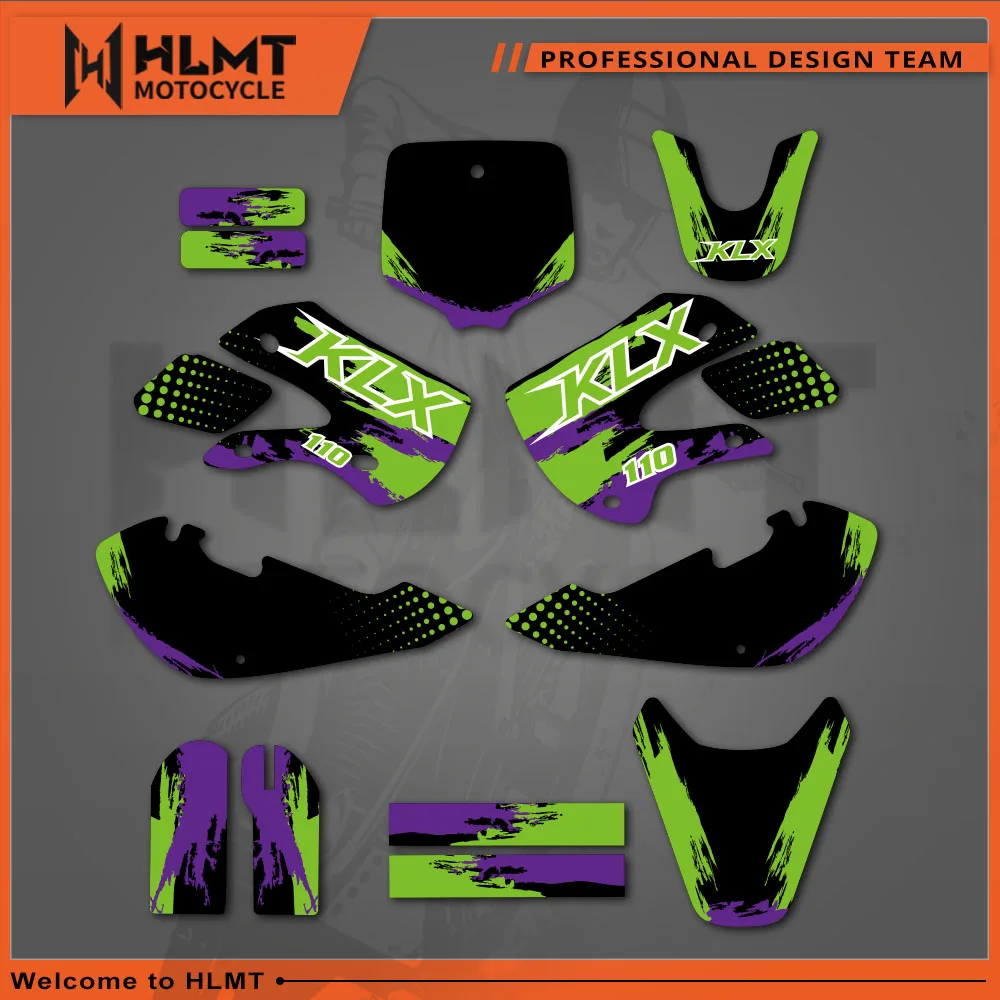 

HLMT Graphics Background Decal Sticker for Kawasaki KX65 KX 65 2000-2013 2012 KLX110 2000-2009 Team Style Customize Sticker