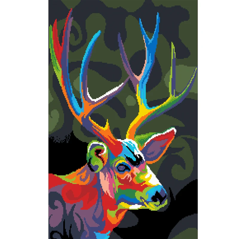 

2025 Новый стиль, вышивка крестиком, Лось, красочные дикие животные, холст, картина, граффити, поп-арт, поэты, настенная художественная роспись для домашнего декора