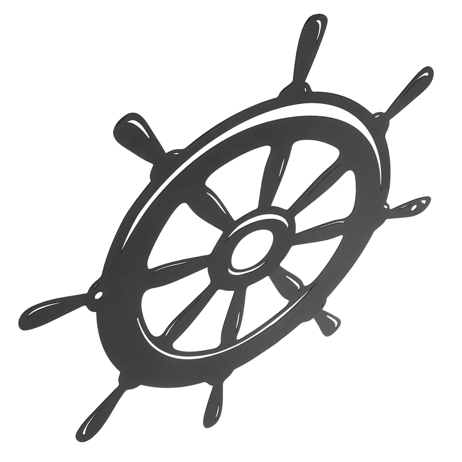 3D Nautical Boat Steering Wheel Wall Art – Metal Hollow Silhouette Decor for Pirate Party & Beach Theme