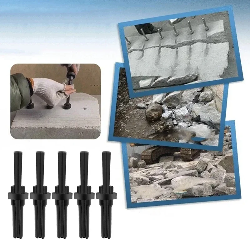 A23T Stone Splitting Wedges 5Pcs 125x14mm, Manual for Rock Splitter Tool Set for Concrete Marble Granite, Iron Stone Breaker