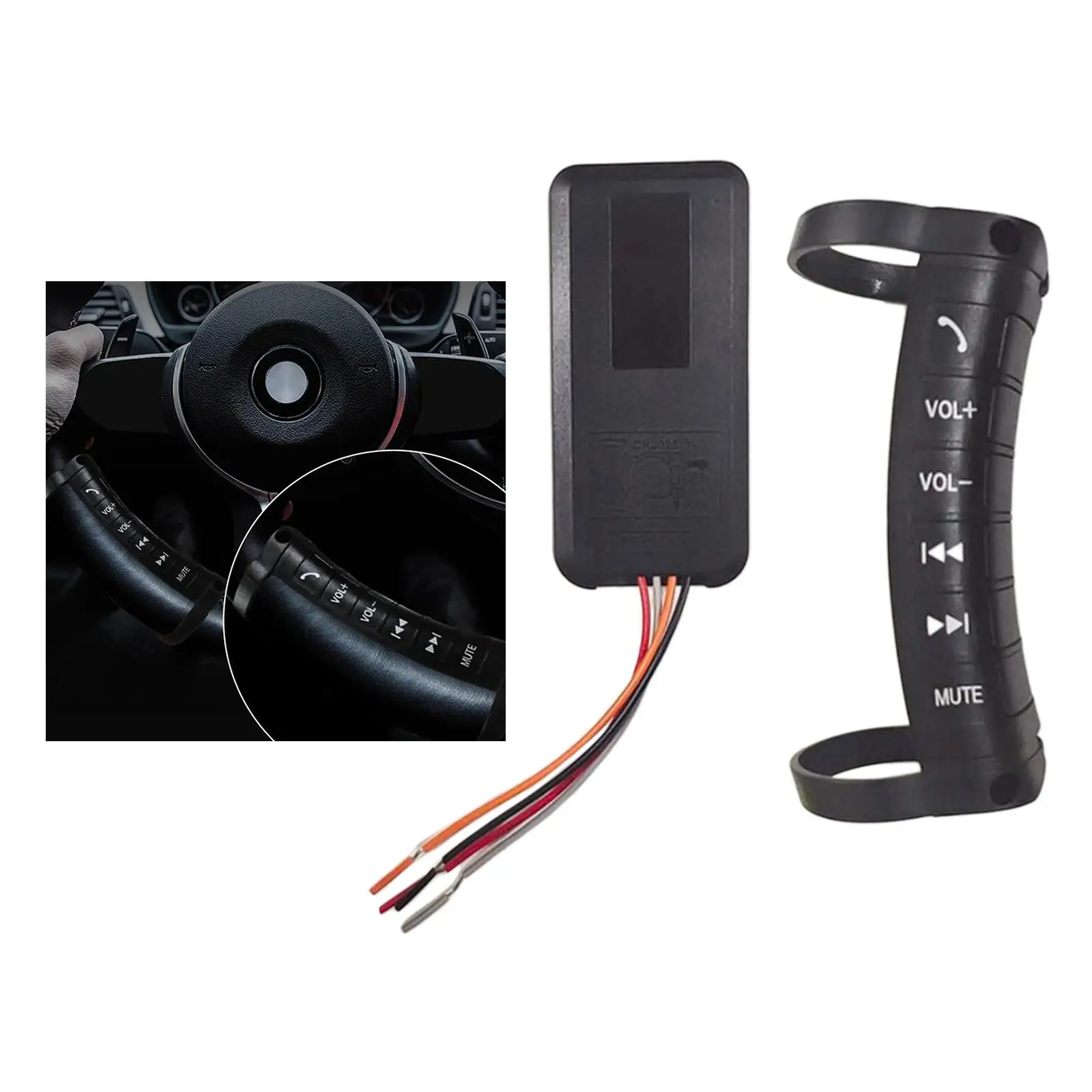 Car Steering Wheel Button RC Wireless Bluetooth DVD Call Volume