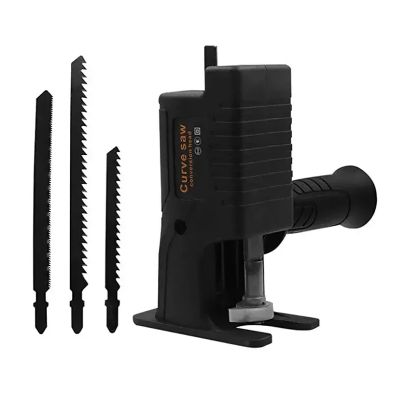 

Свежая электрическая дрель, преобразованная в портативную сабельную пилу с 3 лезвиями, регулируемый инструмент для кривой пилы