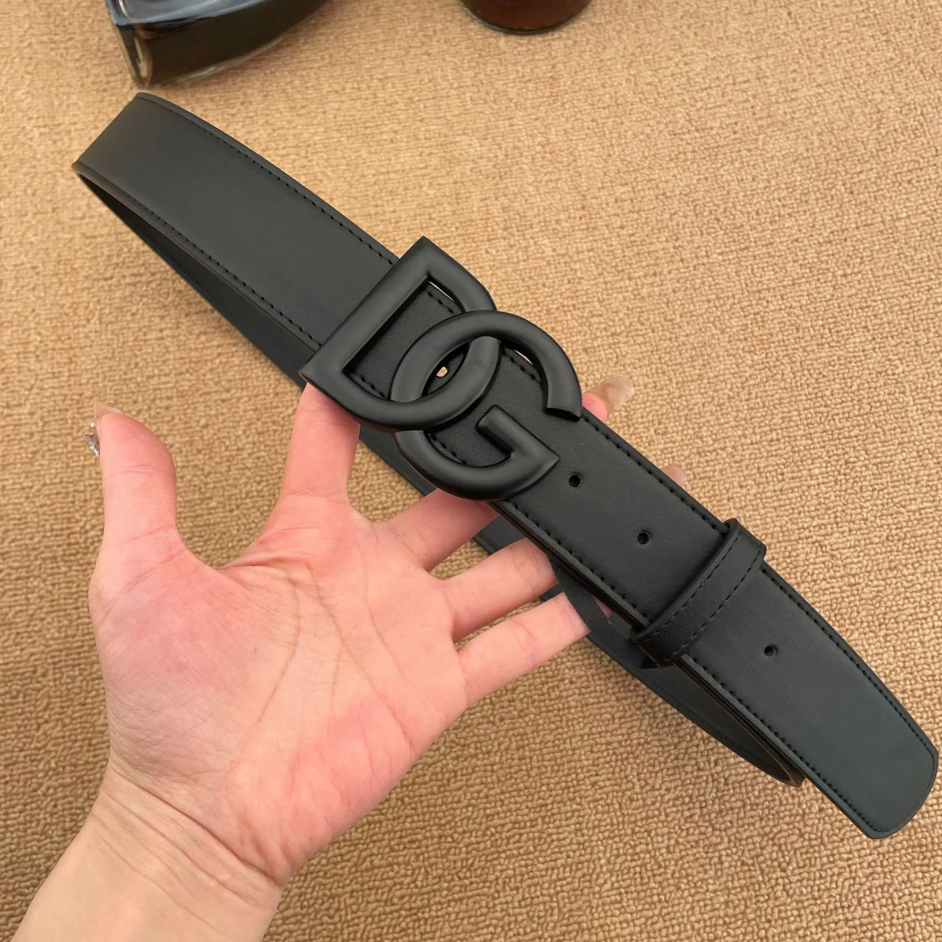 حزام حرف DG بتصميم العلامة التجارية الفاخرة، حزام من الجلد الطبيعي عالي الجودة، حزام ترفيهي للأعمال للرجال والنساء