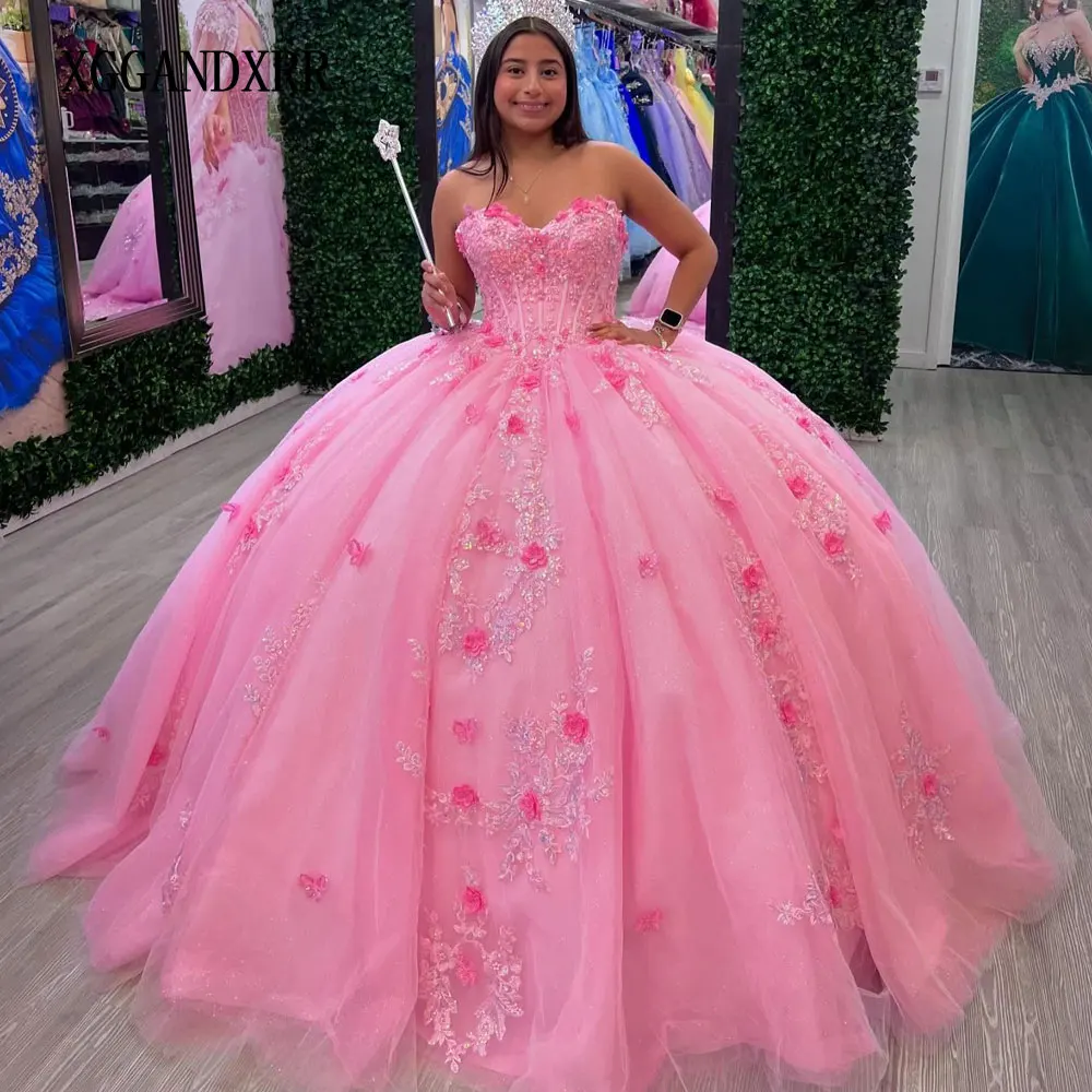 

Customized Pink Quinceanera Dress 2025 Ball Gown Vestidos De 15 Quinceañera Sweetheart With Cape Sweet 16 Birthday Pageant Gala