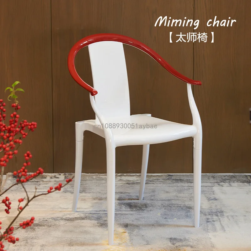 New Chinese Transparent Chair Taishi Chair Household Armchair Acrylic Simple Backrest Armchair Nordic Plastic Dining Chair