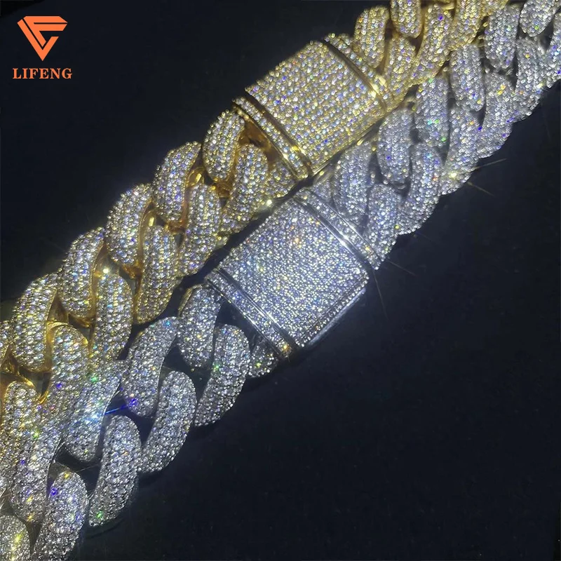 High Quality Cuban Link Chain 18K Gold Plated Tow Color Chain Fashion Jewelry Moissanite Necklace Men And Women