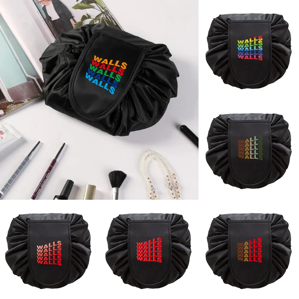 

Lazy Cosmetic Bag Suitable Trave Can Store Large-Capacity Drawstring Organizer Makeup Bag New Walls Print Portable Cometic Case