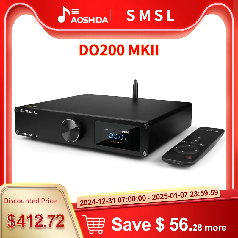 SMSL DO200 MKII Audio DAC ES9068AS*2 XMOS XU316 Bluetooth 5.1 CD Decoder MQA Full Decoding OPA1612*5 op amp DSD512 768KHZ 32Bit