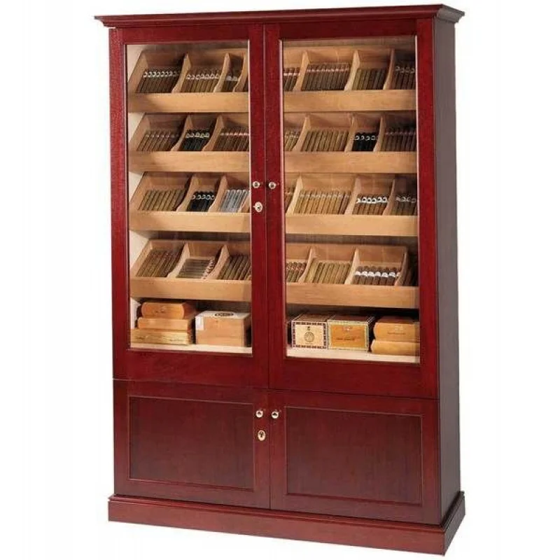 

customized.Solid Build Smoke Shop Display Cigar Double Door Cigar Humidifier Cabinet with Led Light Large Cigar Humidor Cabi