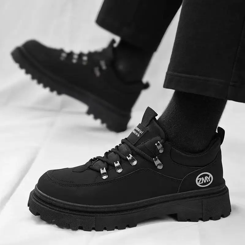 

Мужские повседневные ботинки, винтажные уличные рабочие ботинки, нескользящая походная обувь в британском стиле для мужчин, осень-зима