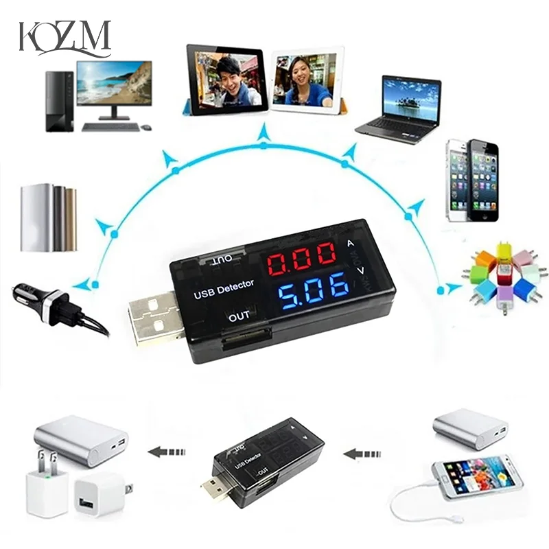 USB Voltage Meters Current Voltage Power Tester Dual Digital Display Volt Amp Meter For Android Phone And IPhones