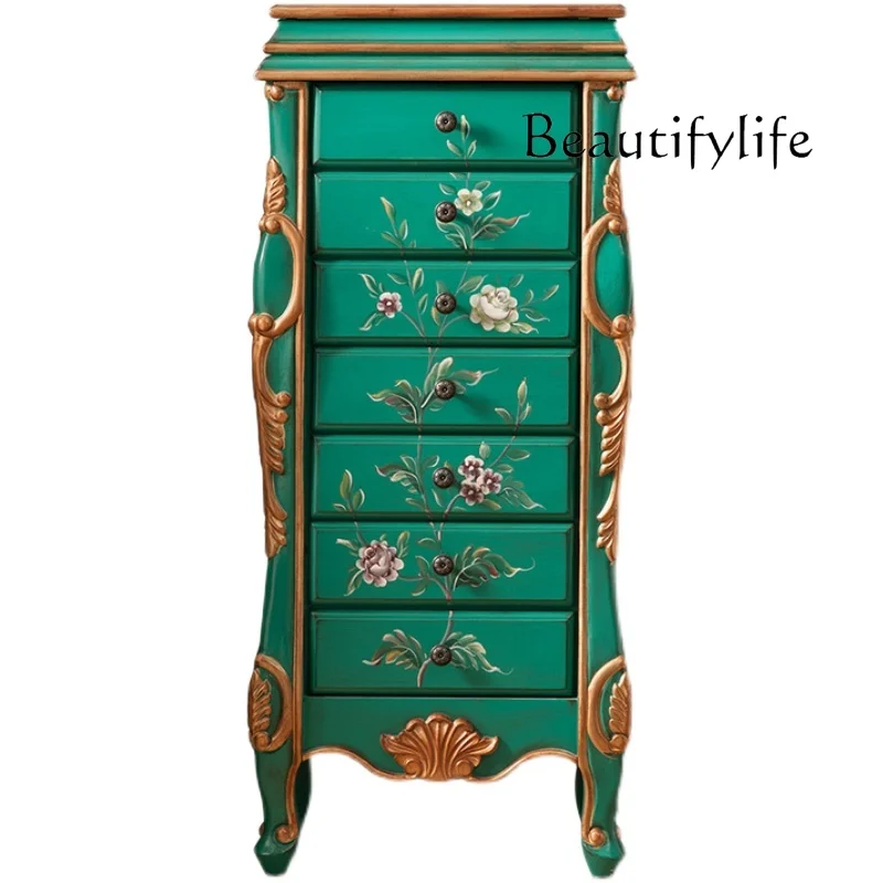 

American Style Chinese Style Solid Wood Multi-Drawer Household Minimalist Bedroom Curio Cabinet