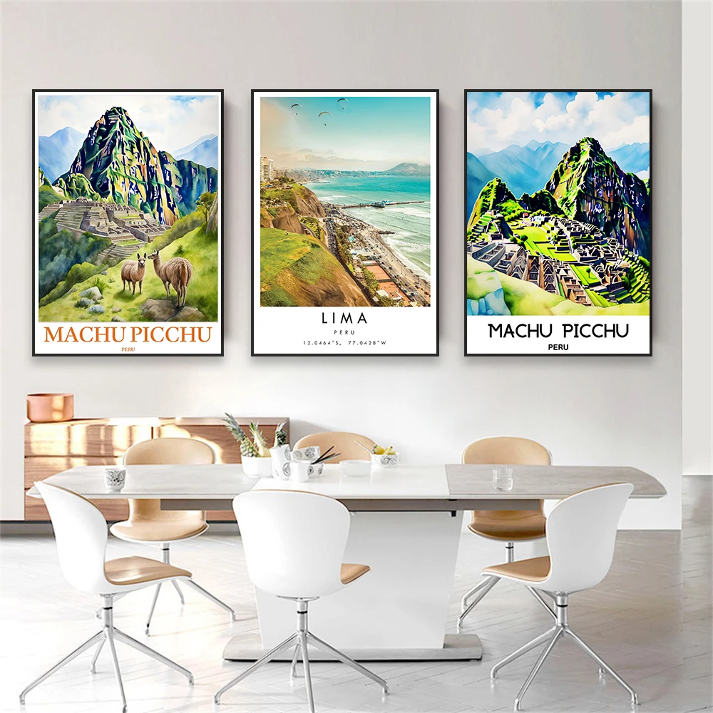 Machu Picchu Travel Poster Modern Peru History Landscape Travel Print Vintage Home Reading Room Decor Office Canvas Painting