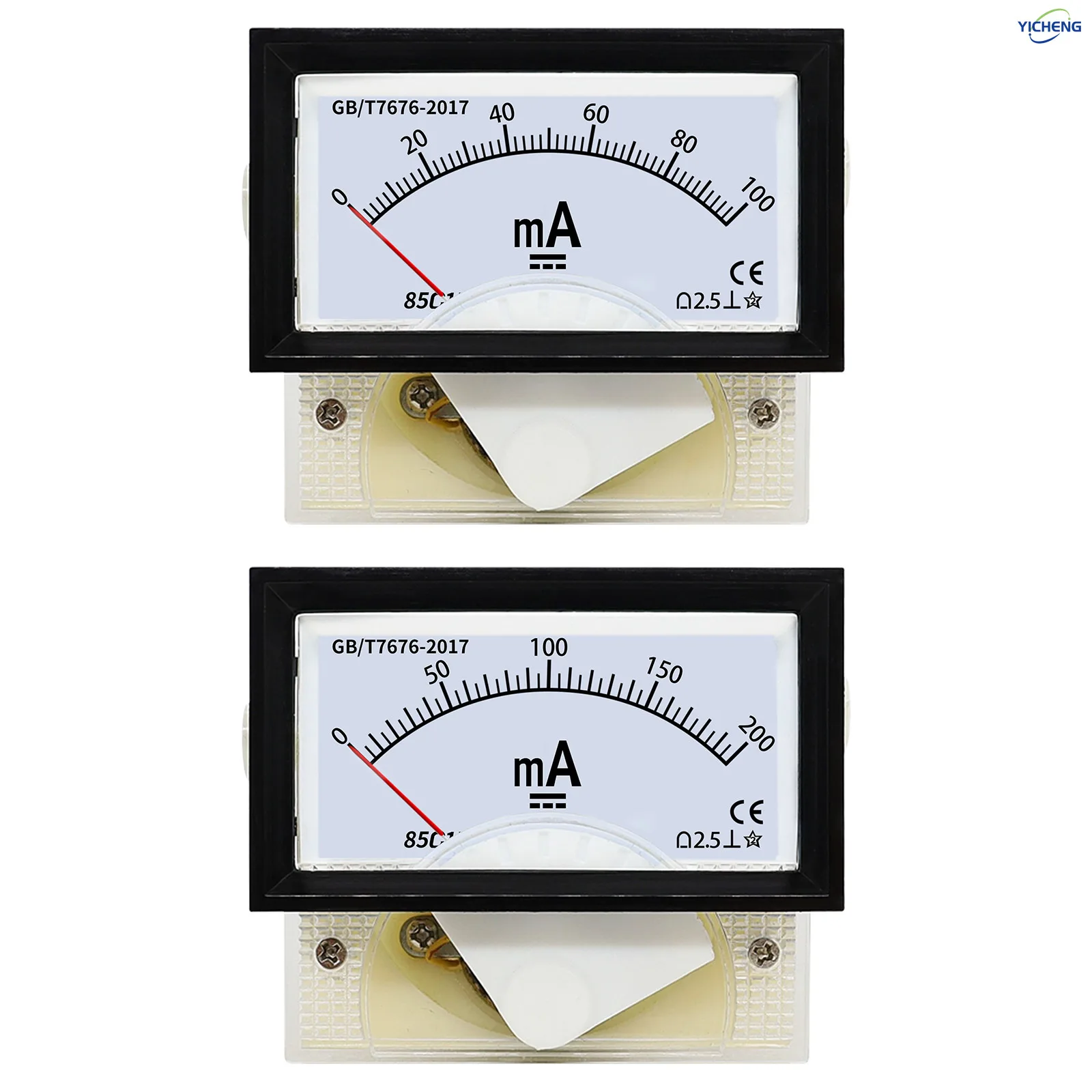 

YICHENG Milliampere meter DC ammeter.1MA3MA5MA10MA20MA30MA50MA100MA200MA300MA500MA1000MA.Panel size40*70mm,hole size 38*68mm