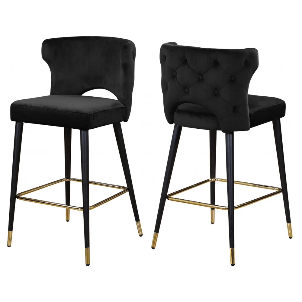 

2Pcs/Set Black White Beech metal Leg High Back Chair Modern Bar Chair High Foot Bar Stool Kitchen Furniture for counter bar shop