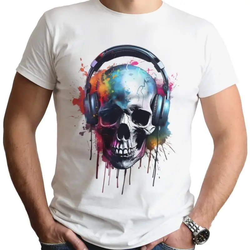 الجمجمة سماعات تي شيرت الموسيقى Dj Muso Rave Club الصوت رجالي الأعلى