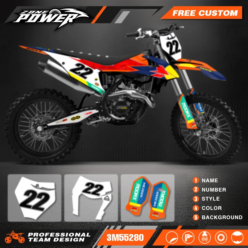 

Powerzone Custom Team Graphics Decals Sticker Kit for KTM EXC EXC-F 2020 2021 2022 2023 SX SXF 2019 2020 2021 2022 117