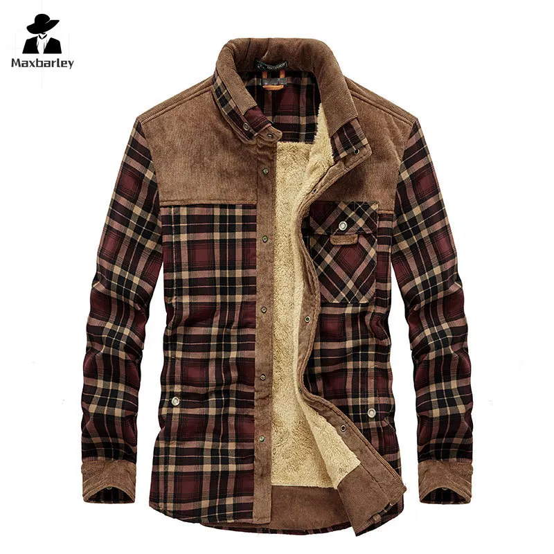 

New Flannel Warm Shirt Men's Winter Casual Retro Thick Fleece-lined Long Sleeve Plaid Top Business Commuting Comfortable Jacket