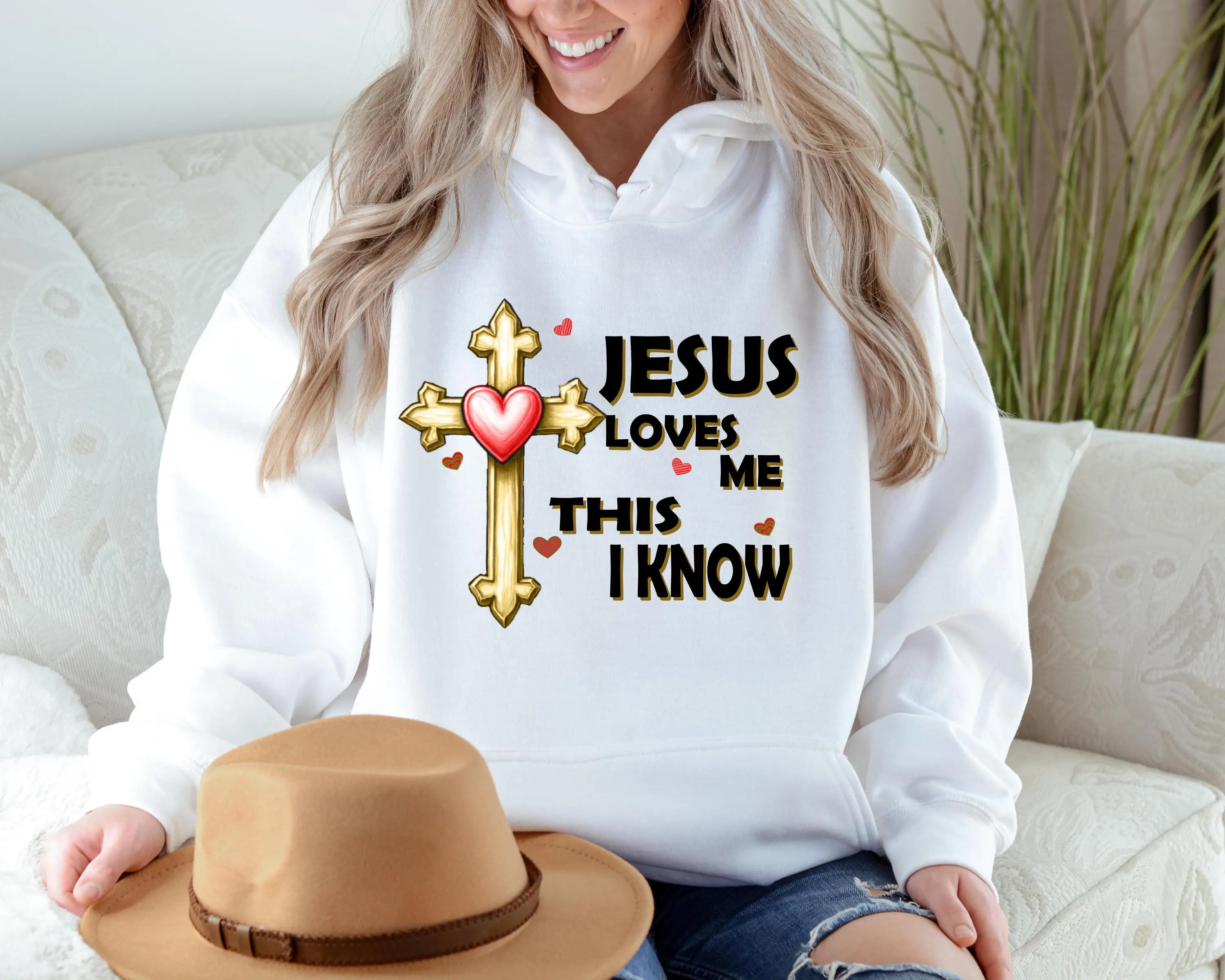

Jesus Loves Me This I Know Hoodie Sweatshirt Women Long Sleeve Sweatshirt Pullover Tops Fashion Vintage Autumn Winter Clothing
