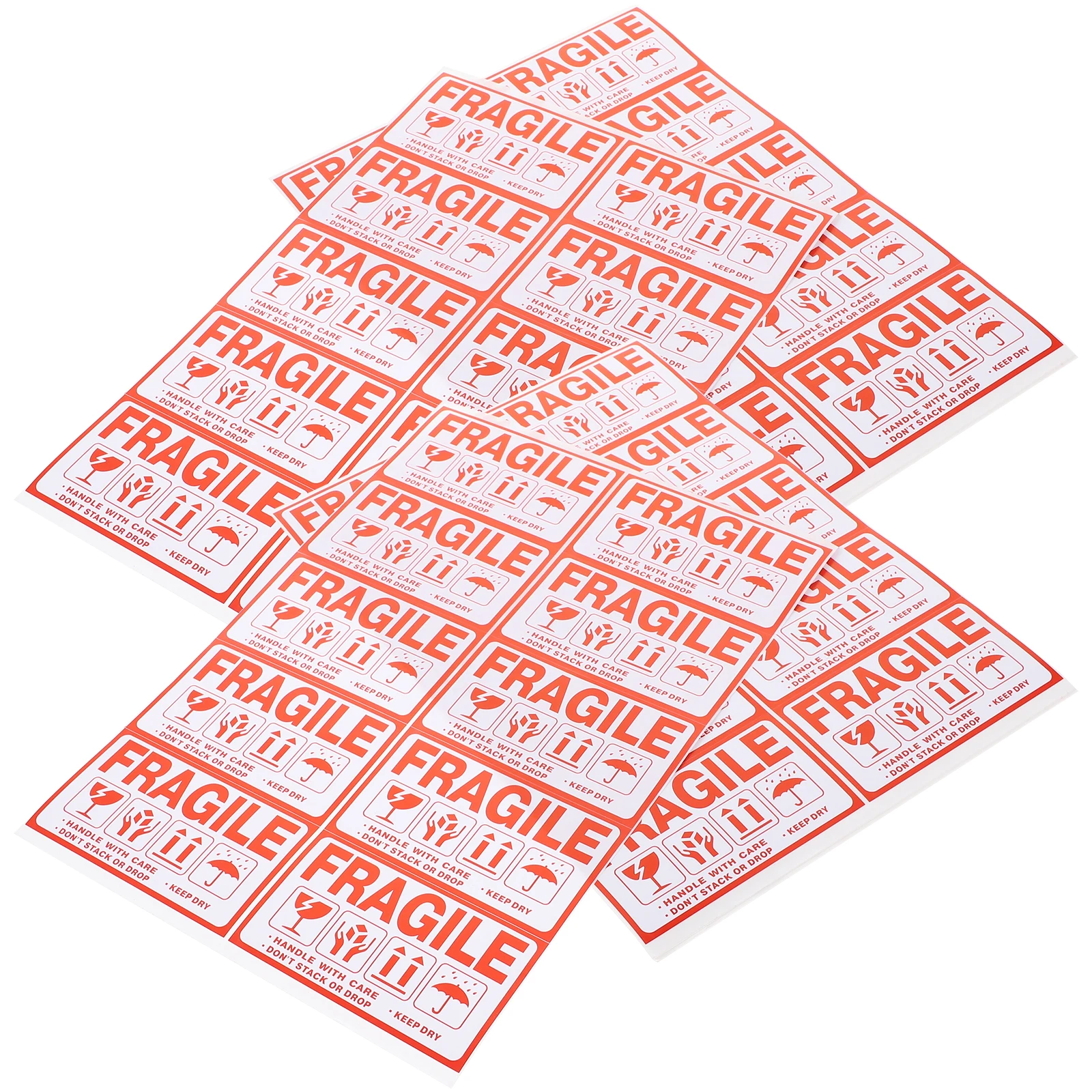 

20 Sheets Fragile Warning Labels Self Adhesive Red Logistics Accessories Careful Stickers Shipping Tape Package Marking